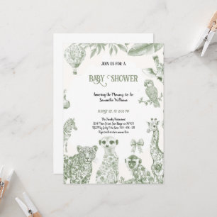 CHINOISERIE GREEN TOILE BABYSHOWER INVITATION