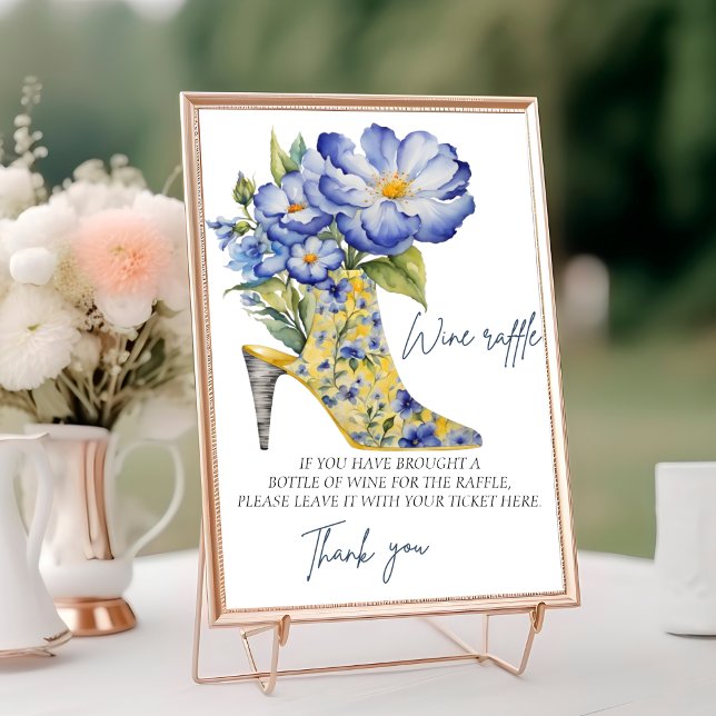 Chinoiserie High-Heel Shoe Wine Raffle Sign Table Number (Creator Uploaded)