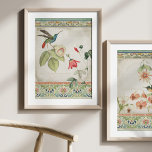 Chinoiserie Hummingbird Vintage Floral Decoupage Tissue Paper<br><div class="desc">Antique Chinoiserie and botanical elements were collaged into an elegant composition graphically designed. A blue and red hummingbird and a red Passion flower vine illustration is paired with a Chinese traditional border in orange, peach, sapphire blue, mint green and ivory white. Created by internationally licensed artist and designer, Audrey Jeanne...</div>