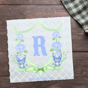 Chinoiserie Hydrangea Monogram Napkin