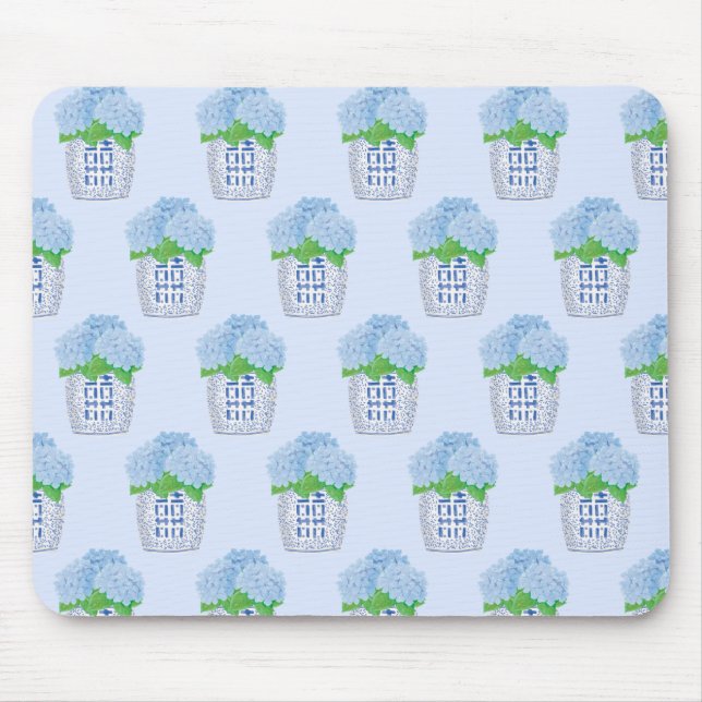 Chinoiserie Hydrangea Mouse Pad (Front)