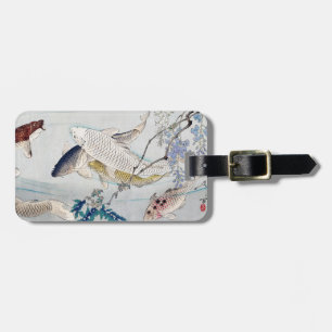 Chinoiserie Koi Fish & Purple Wisteria Print Luggage Tag