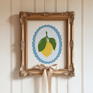 Chinoiserie Lemon and Coquette Oval Frame Art Poster