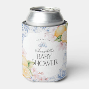 Chinoiserie Lemon Tea Party Baby Shower Favour Can Cooler