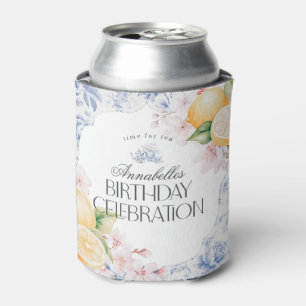Chinoiserie Lemon Tea Party Birthday Favour Can Cooler