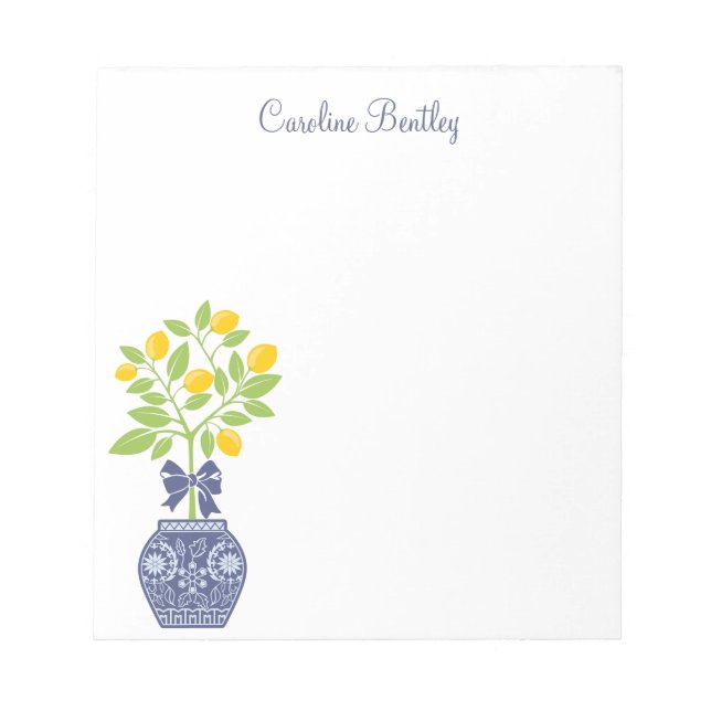 Chinoiserie Lemon Tree Personalised Notepad (Front)
