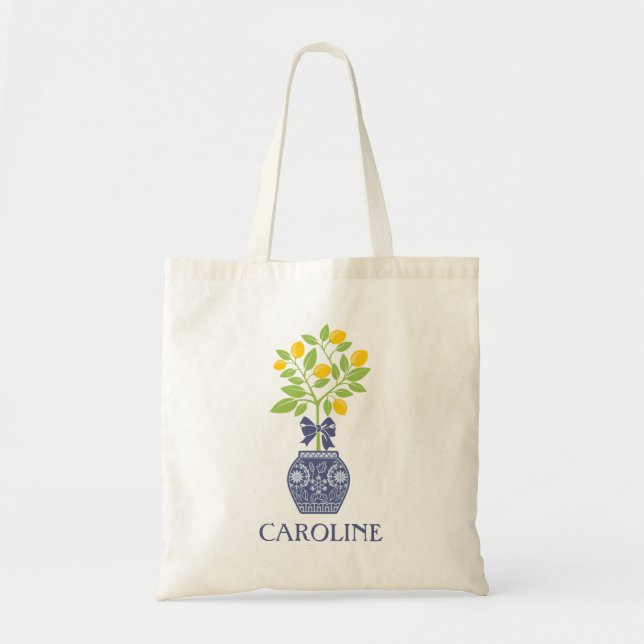 Chinoiserie Lemon Tree Personalised Tote Bag (Front)