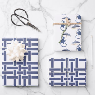 Chinoiserie Monkeys and Bamboo Gift Wrap Sheets