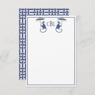 Chinoiserie Monkeys Monogrammed Note Cards