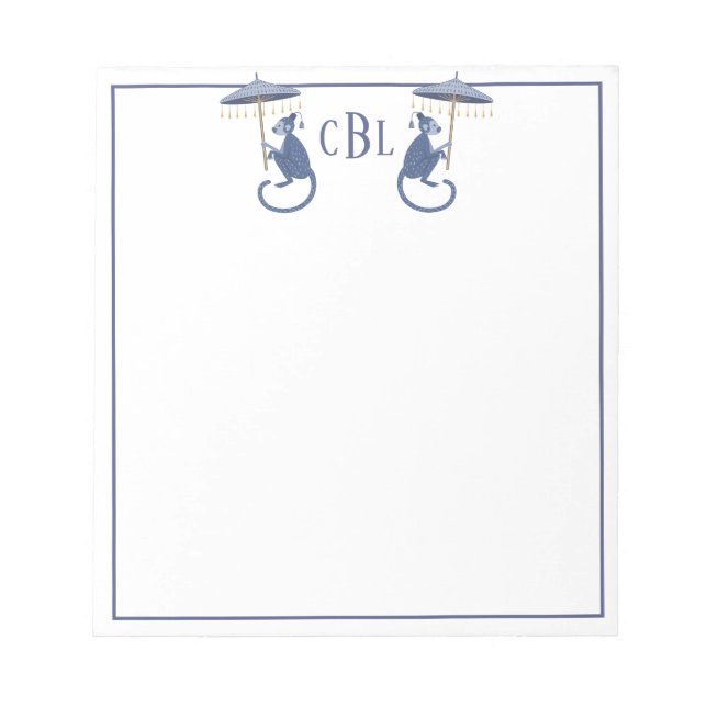 Chinoiserie Monkeys Monogrammed Notepad (Front)