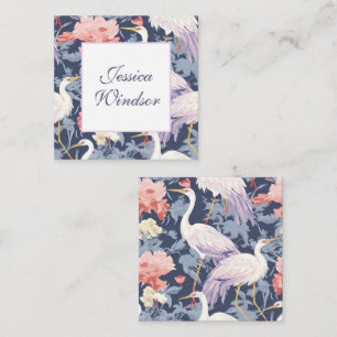 Chinoiserie Navy Floral Egret Gift Enclosure Card