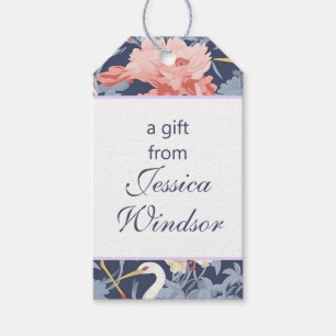 Chinoiserie Navy Floral Egret Gift Tags
