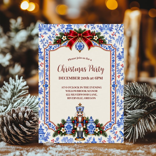 Chinoiserie Nutcracker Christmas Invitation (Creator Uploaded)