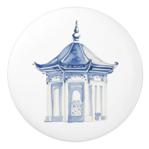 Chinoiserie Pagoda 3 Ceramic Knob