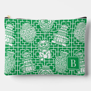 Chinoiserie Pagoda – Green Preppy Asian Garden Accessory Pouch