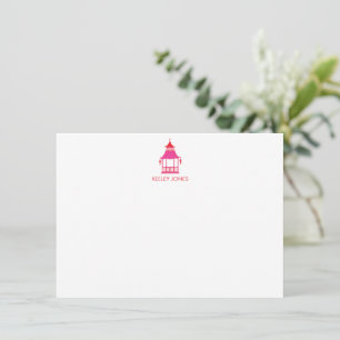 Chinoiserie Pagoda Personalized Flat Note Card