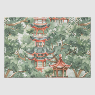 Chinoiserie Pagoda Sage Green Forest Tissue Paper