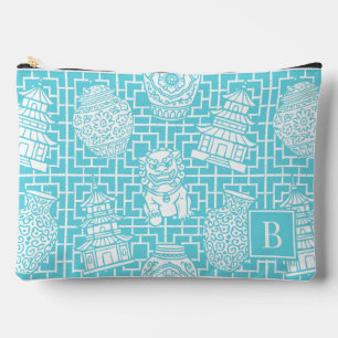 Chinoiserie Pagoda - Turquoise Preppy Asian Garden Accessory Pouch