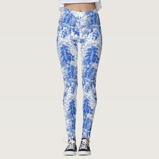 Chinoiserie Palace Toile ~ Willow Ware Leggings (Front)