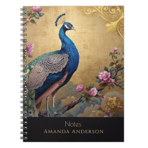 Chinoiserie Peacock Spiral Notebook