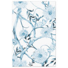 Chinoiserie Peony Floral Blue and White Decoupage