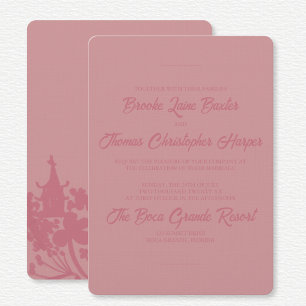 Chinoiserie Pink Floral Wedding Invitation