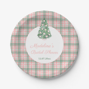 Chinoiserie Pink Green Christmas Wedding Shower  Paper Plate