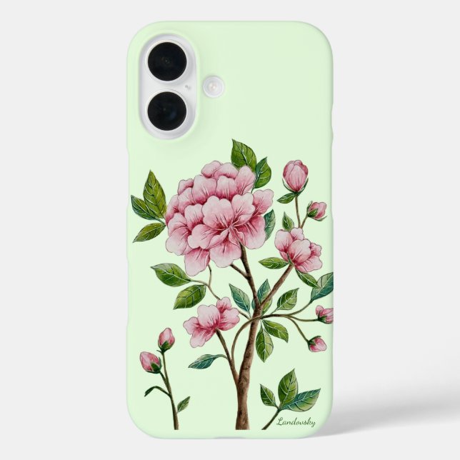 Chinoiserie Pink Peony Phone Case (Back)