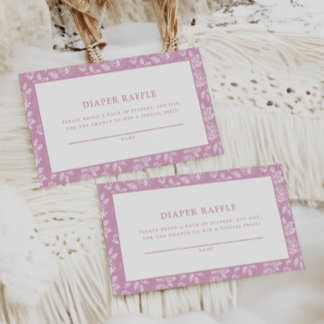 Chinoiserie Pink Toile Diaper Raffle Enclosure Card