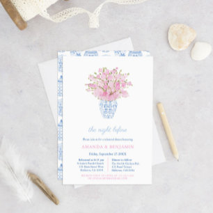 Chinoiserie Pink Wedding Rehearsal Welcome Dinner Invitation