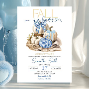 Chinoiserie Pumpkin Fall in Love Baby Shower Invitation