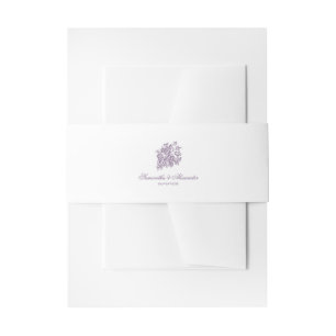 Chinoiserie Purple Roses Bouquet Victorian Wedding Invitation Belly Band
