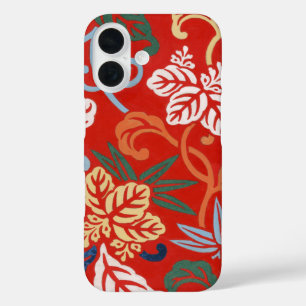 Chinoiserie Red Hawaiian Floral Japanese Kimono iPhone 16 Case