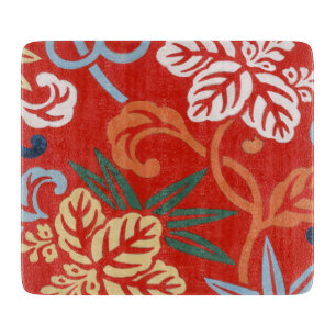 Chinoiserie Red Hawaiian Floral Japanese Kimono Cutting Board