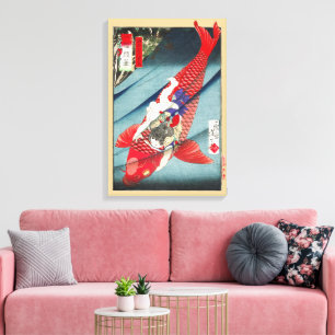 Chinoiserie Red Koi Carp & Heroic Boy Print