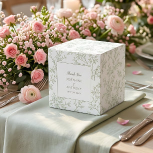 Chinoiserie Sage Green Floral Wedding Welcome  Favour Box