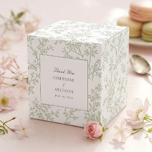 Chinoiserie Sage Green Floral Wedding Welcome  Favour Box