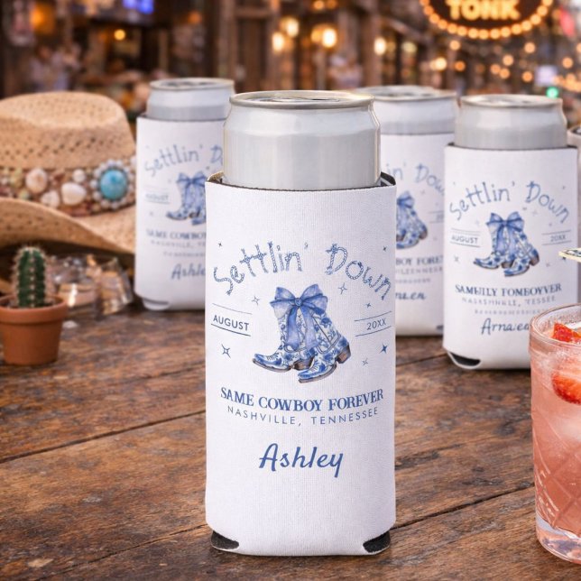 Chinoiserie Settlin' Down Bachelorette Party  Seltzer Can Cooler (Creator Uploaded)