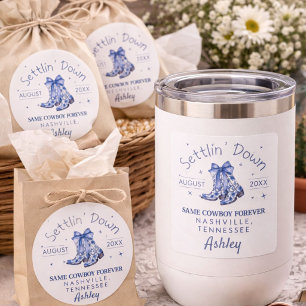 Chinoiserie Settlin' Down Bachelorette Party  Square Sticker