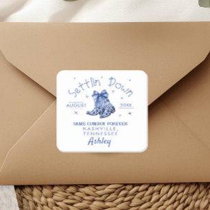 Chinoiserie Settlin' Down Bachelorette Party Square Sticker