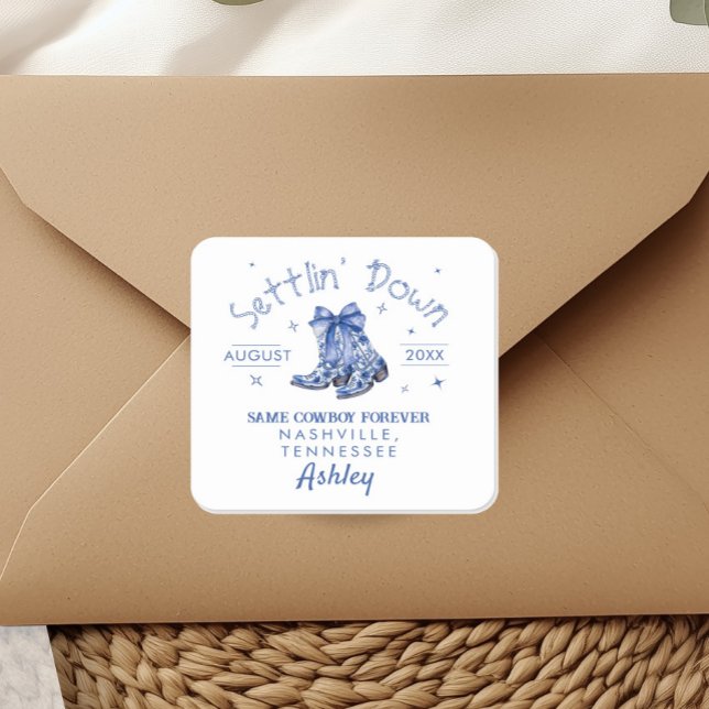 Chinoiserie Settlin' Down Bachelorette Party  Square Sticker (Creator Uploaded)