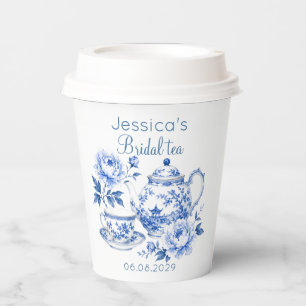 Chinoiserie Teapot Floral Vintage Bridal Shower Paper Cups
