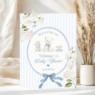 Chinoiserie Teddy Bear French Baby Shower Welcome Poster