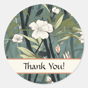 Chinoiserie Thank You Tropic Asian Soft Teal Print Classic Round Sticker
