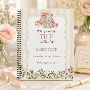 Chinoiserie Tile Mahjong Girl Baby Shower Guest Notebook