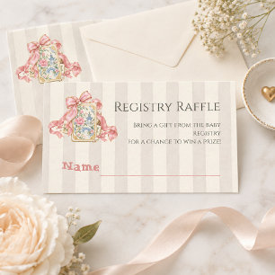 Chinoiserie Tile Mahjong Girl Baby Shower Registry Enclosure Card