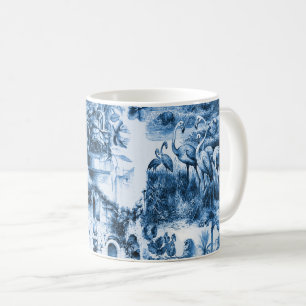 Chinoiserie toile,blue willow,blue china   coffee mug
