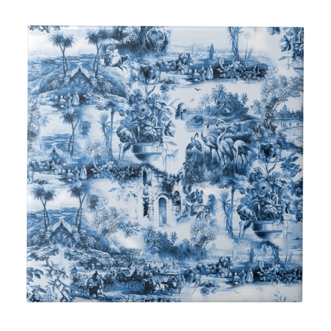 Chinoiserie toile,blue willow,blue china  tile (Front)
