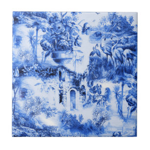 Chinoiserie toile,blue willow,blue china  tile