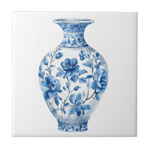 Chinoiserie Toile De Jouy Jar Tile
